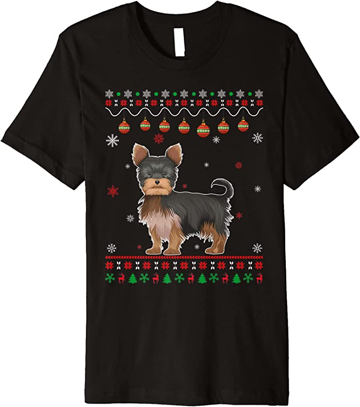 Yorkshire Terrier Ugly Xmas Design Matching Ugly Christmas Premium T-Shirt