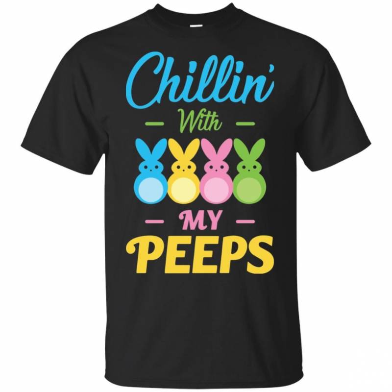 Chillin With My Peeps Easter Bunny Men Cotton T Shirt