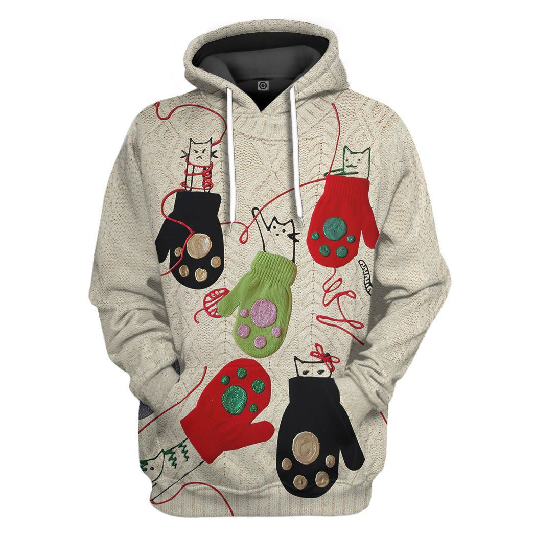 3D Christmas Cat Ugly Sweater Custom Tshirt Hoodie Apparel