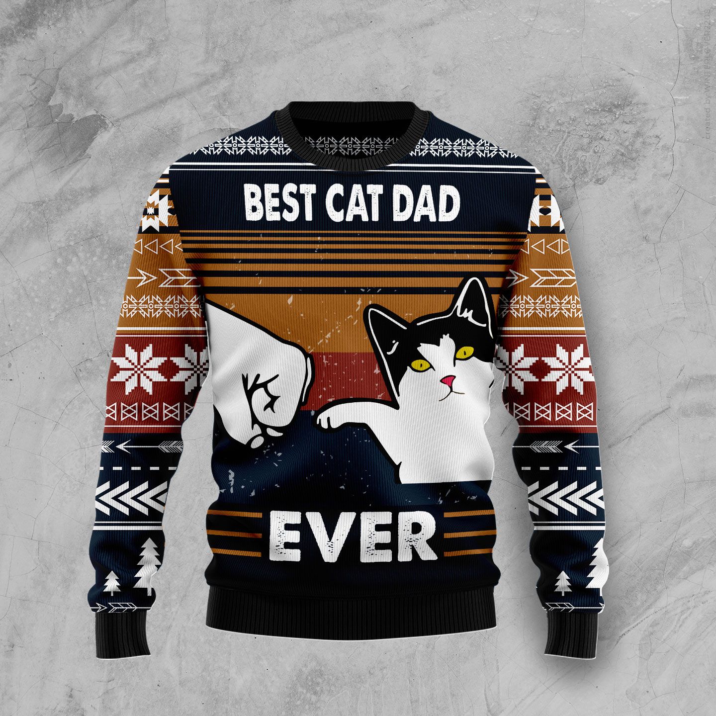 Best Cat Dad Ever Ugly Christmas Sweater | For Men & Women | Adult | Us5149