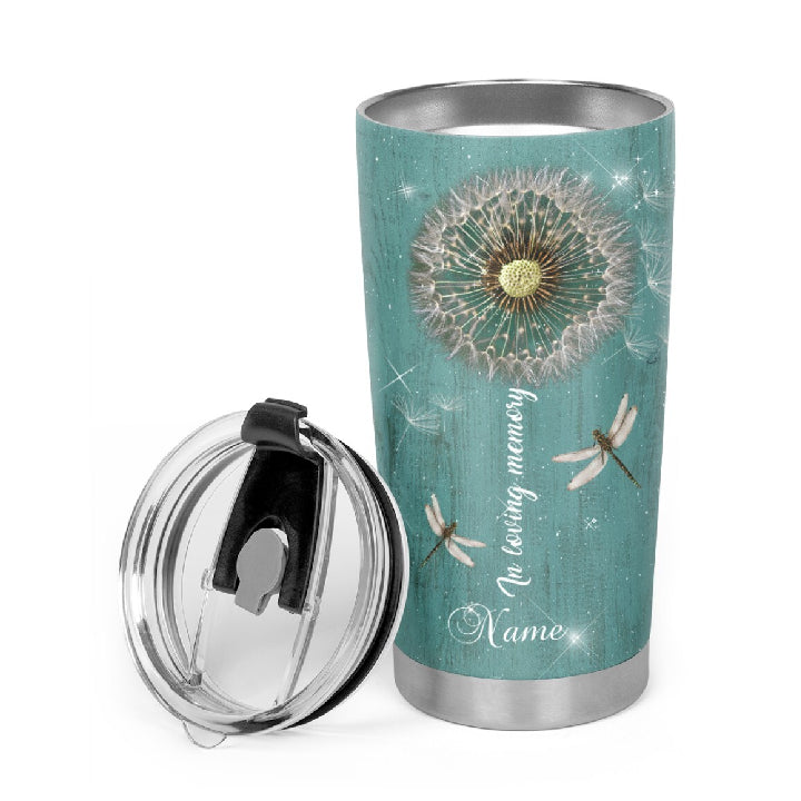 Couple Quote Dandelion In Loving Memory Stainless Steel Skinny Tumbler Bulk, Double Wall Vacuum Slim Water Tumbler Cup With Lid, Reusable Metal Travel Coffee Mug