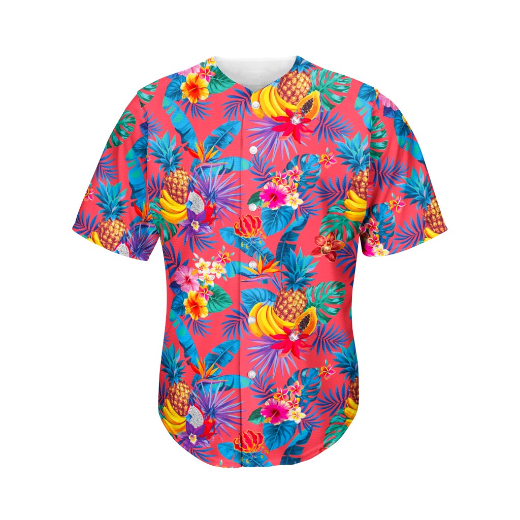 Pink Hawaii Fruits Pattern Print Baseball Jersey Ha75762