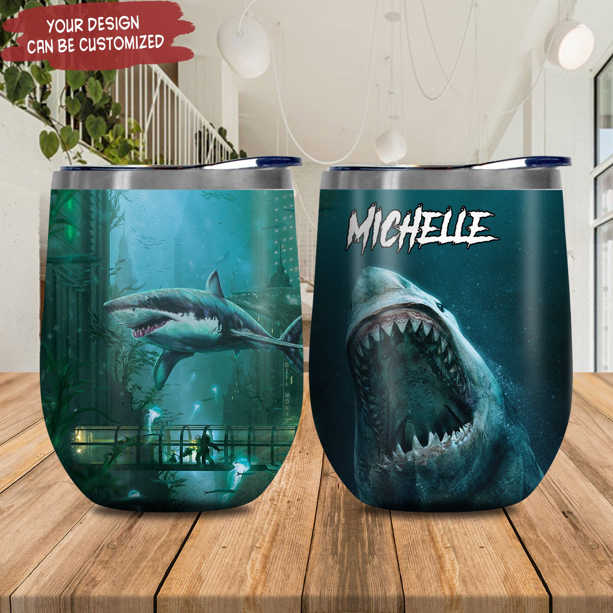 Shark Personalized Mda1012011 Stainless Steel Wine Tumbler – Personalized Wine Tumbler