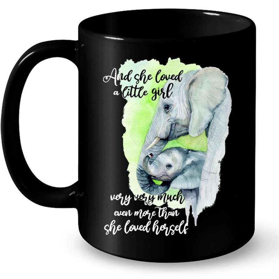 And She Loved Little Girl Very Very Much Even More Than She She Loved Herself, Elephant Design – Full-Wrap Coffee Black Mug