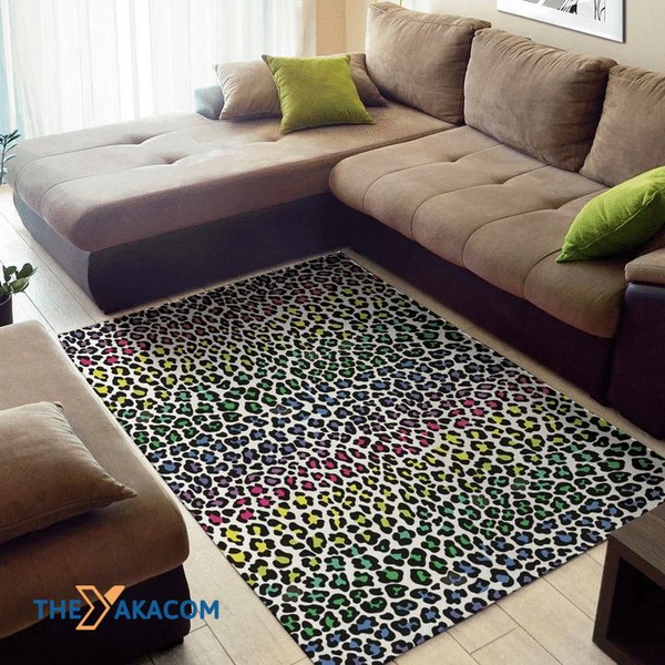 Colorful Leopard Skin Patterns Rectangle Area Rug Floor Decor