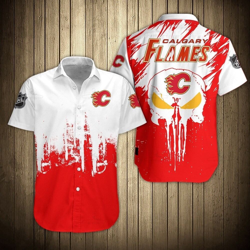 Calgary Flames Shirts 3D Graffiti Skulls Design Gift S