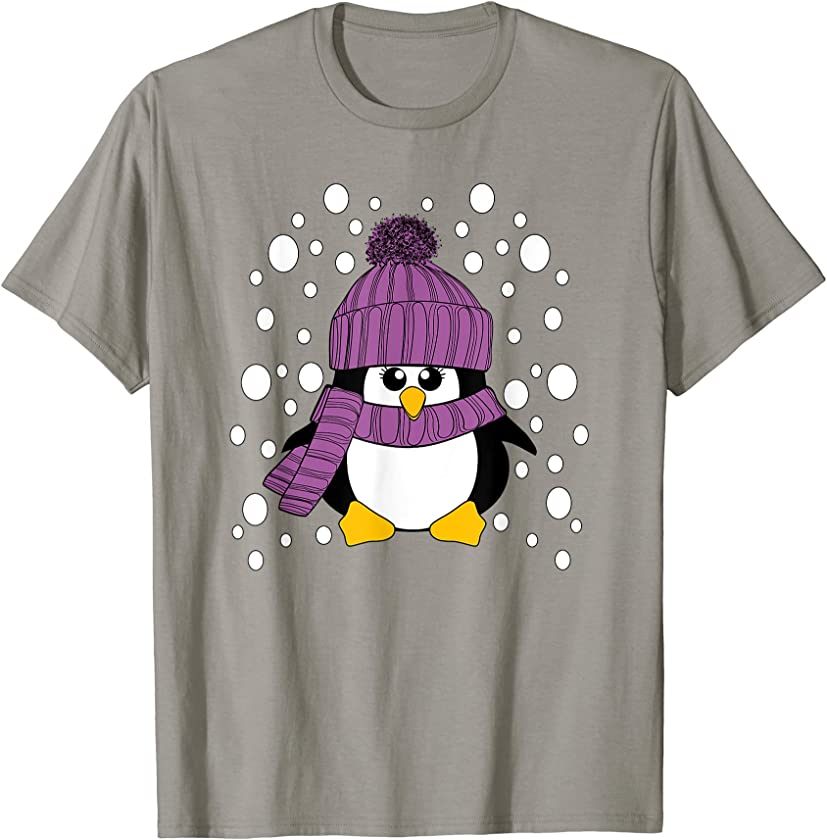 Christmas Snow Penguin Pink Hat Stocking Stuffer T-Shirt