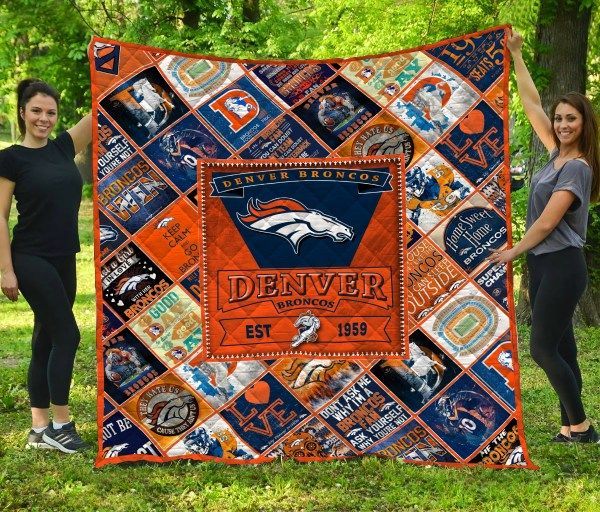 Denver Broncos Quilt Blanket Fan Made