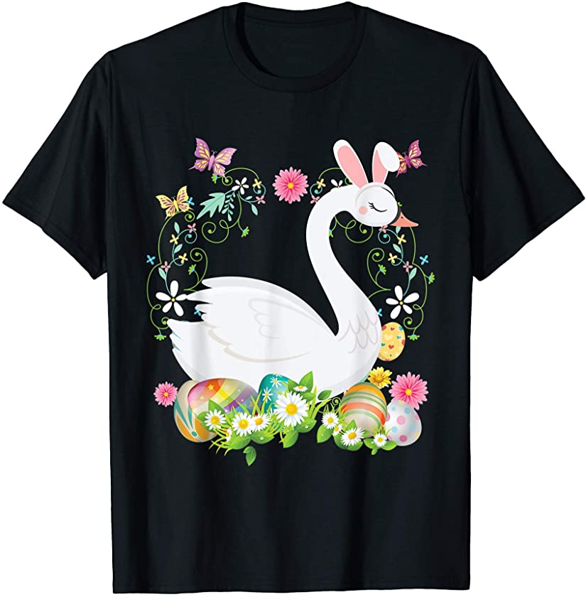 Bunny Swan Happy Easter Day Lover Egg Hunt Lovely Cute T-Shirt