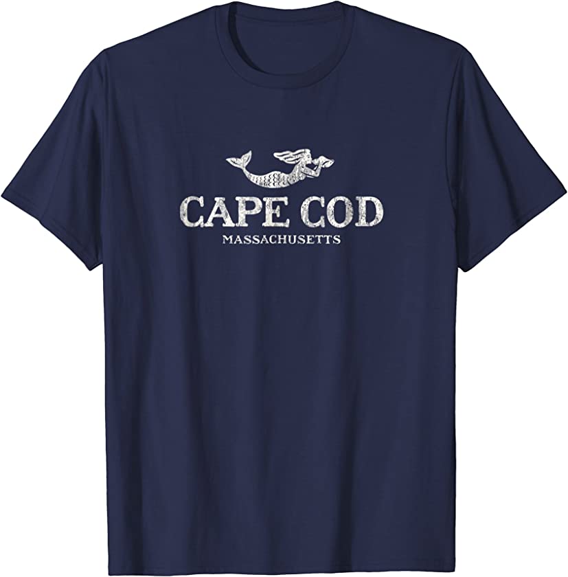 Cape Cod MA T-Shirt Vintage Mermaid & Seashell Tee