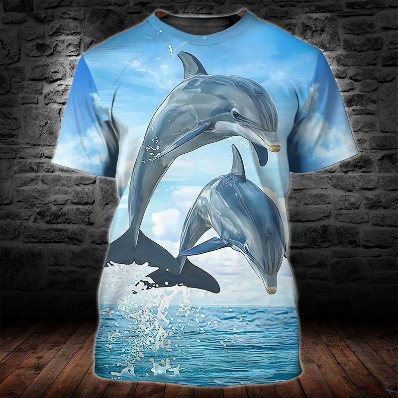 Dolphin Ocean Blue Sky 3D Full Print Tshirt