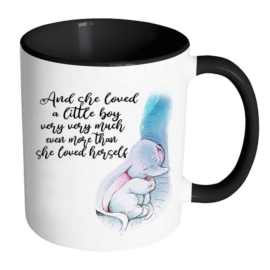 And She Loved A Little Boy Very Very Much Even More Than She Loved Herself, Elephant Design, Mother’s Day Gift – Full-Wrap Coffee Colors Accent Mug