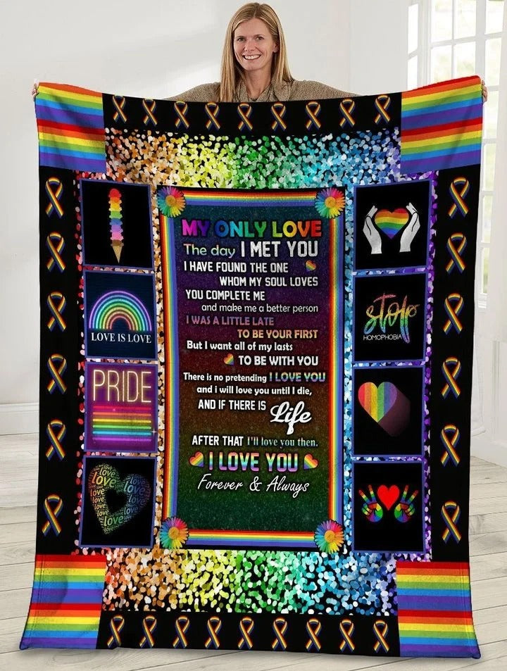 Pride Blanket My Only Love The Day I Met You Lgbt Rainbow Sherpa Fleece Blanket