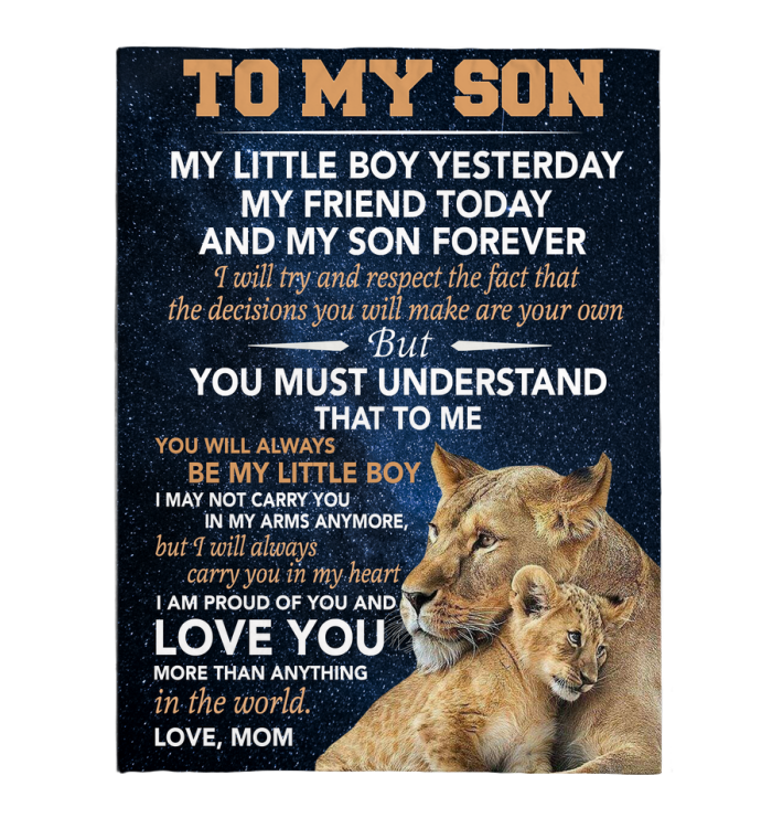 To My Son Little Boy Friend Proud Of You Love Gift From Mom Lion Cozy Gift Fleece Blanket, Sherpa Blanket, Custom Blankets, Picnic Blanket, 3d Print Blanket, Blanket Sofa Bed