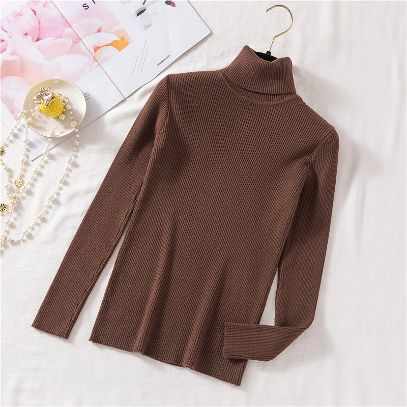 Casual Office Women Ladies Soft Fine-Knit Turtleneck Stripe Pull Sweater Winter Long Sleeve Slim Jersey Pullover Top Clothes alx