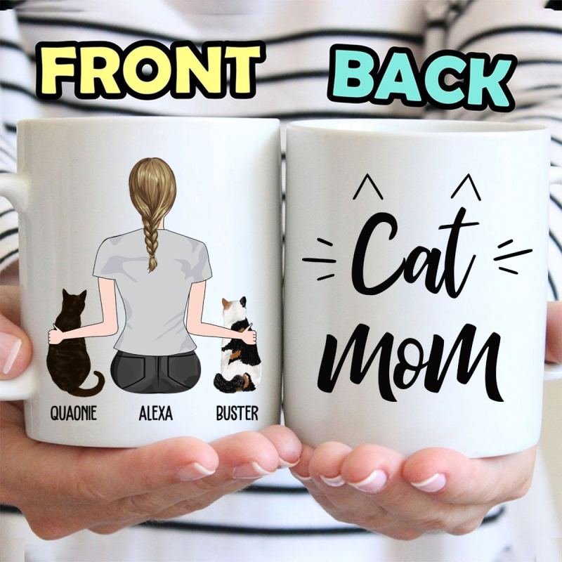 Personalized Custom Cat Mom Mug, Cat Mother Gift For Cat Lover