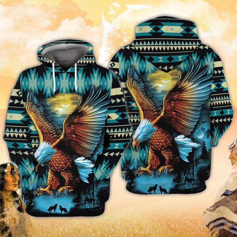 Native Eagle Pattern 3D Hoodie