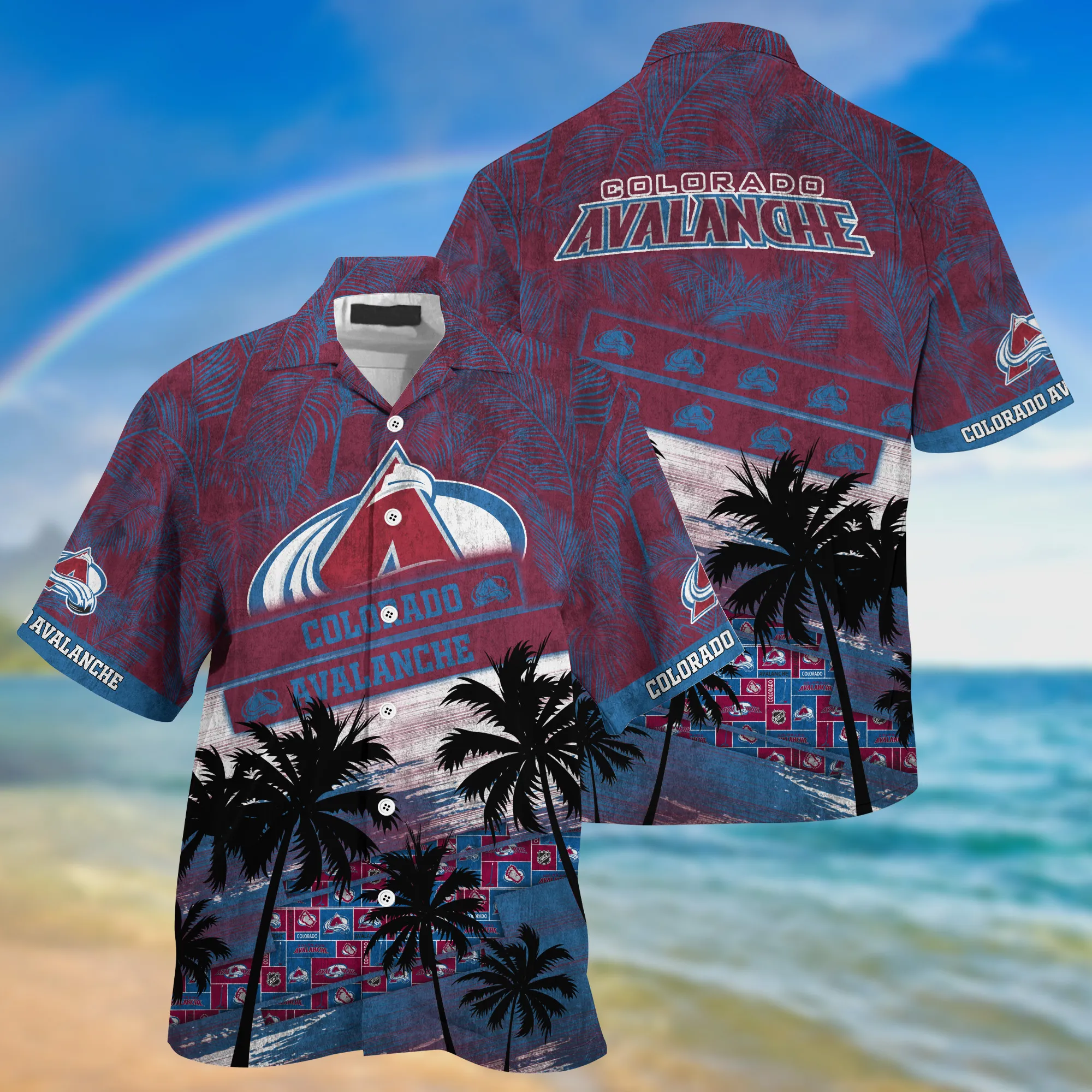 Colorado Avalanche Nhl Palm Tree Pattern Hawaii Shirt For Sports Fans Unisex Sport Hawaii Shirt