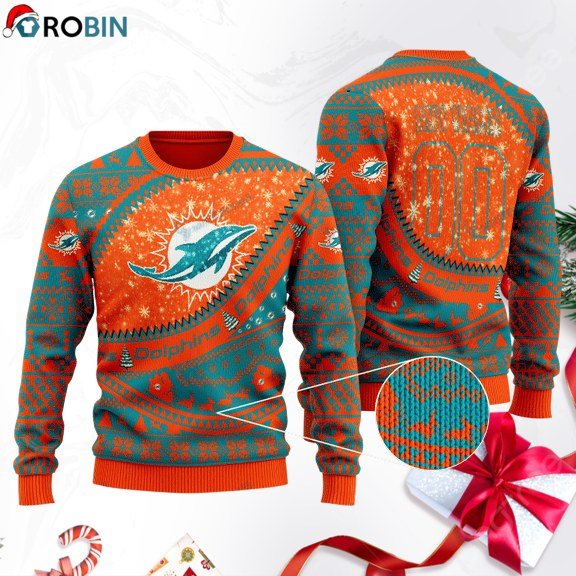 Miami Dolphins Football Gift For Fan Ugly Wool Sweater Christmas Sweatshirt Swt108