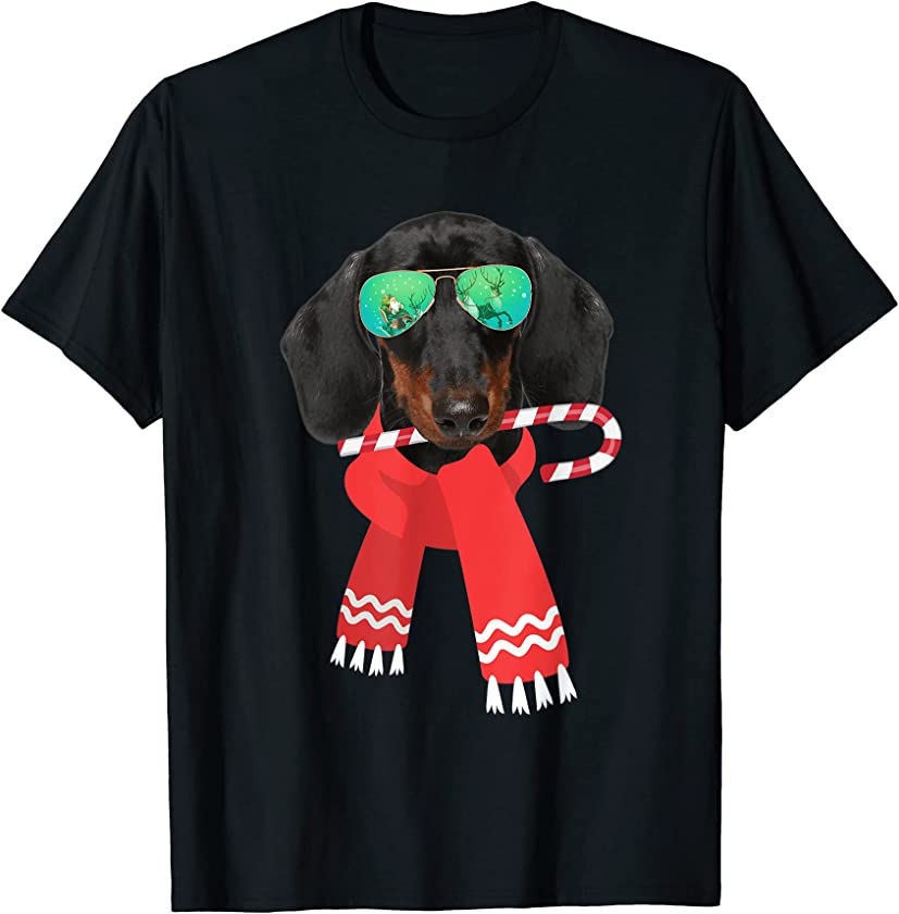 Dachshund Sunglasses Christmas Dachshund Lovers Puppy Owners T-Shirt