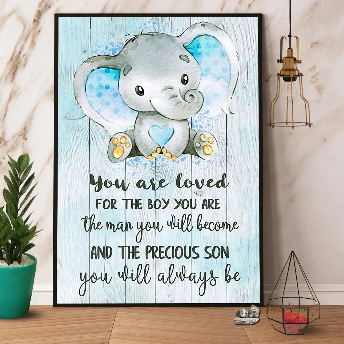 Elephant You Are Loved For The Boy You Are Paper Canvas Poster Wall Art Decor