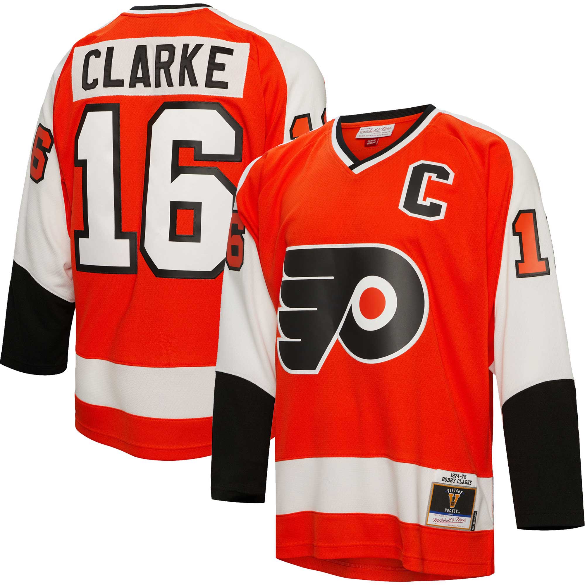 Bobby Clarke Philadelphia Flyers Mitchell & Ness Captain Patch 1974/75 Blue Line Player Jersey – Orange