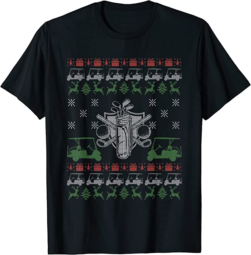 Ugly Christmas Golfer Golf Swing X-Mas Santa Claus New Year T-Shirt