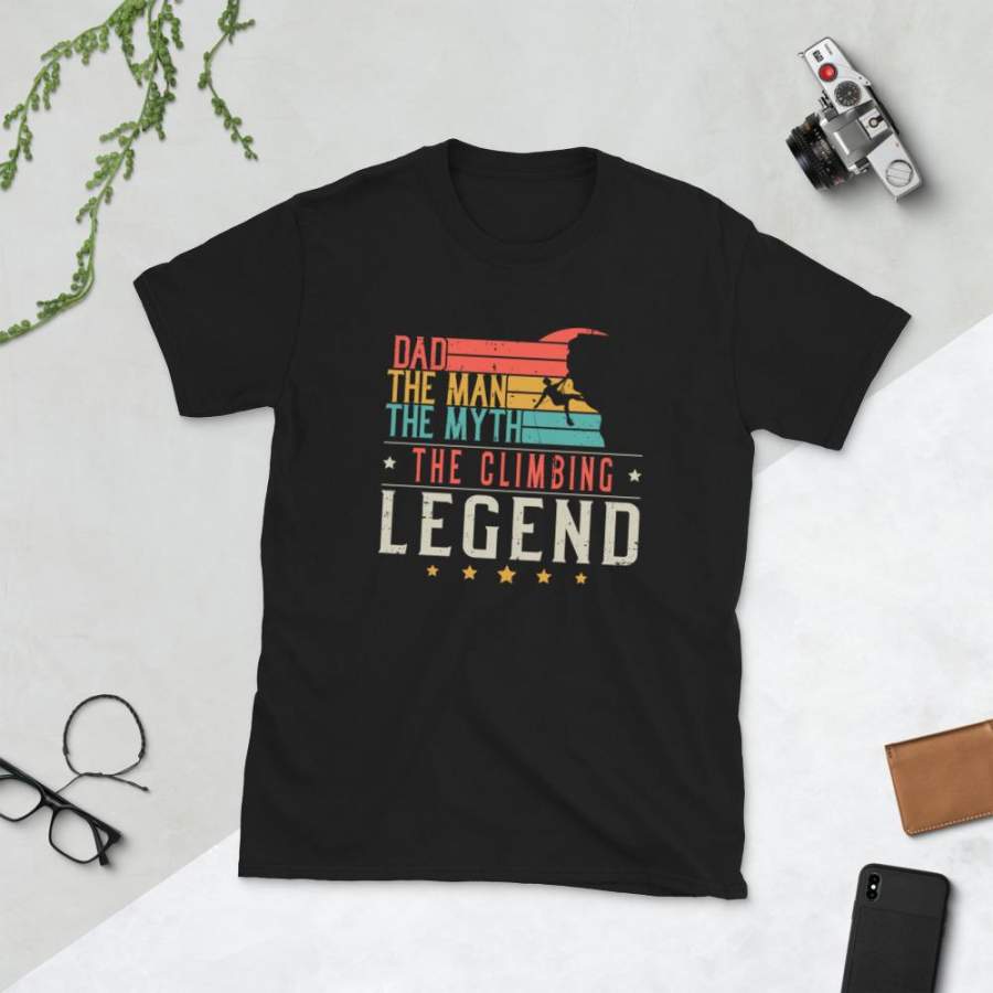 Dad The Man The Myth The Legend Climbing T-Shirt for Men Vintage Rock Climbing Boudering Climber Shirt Father’s Day Gift S-3XL Unisex Tee