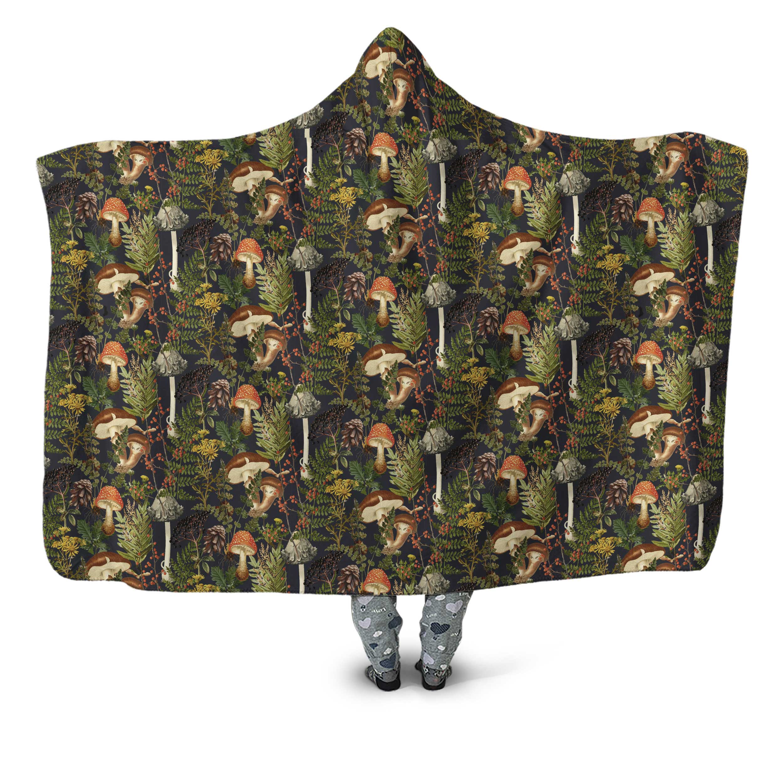 ViticStore™ 3D All Over Printed Mushrooms And Floral Ferns – Hooded Blanket