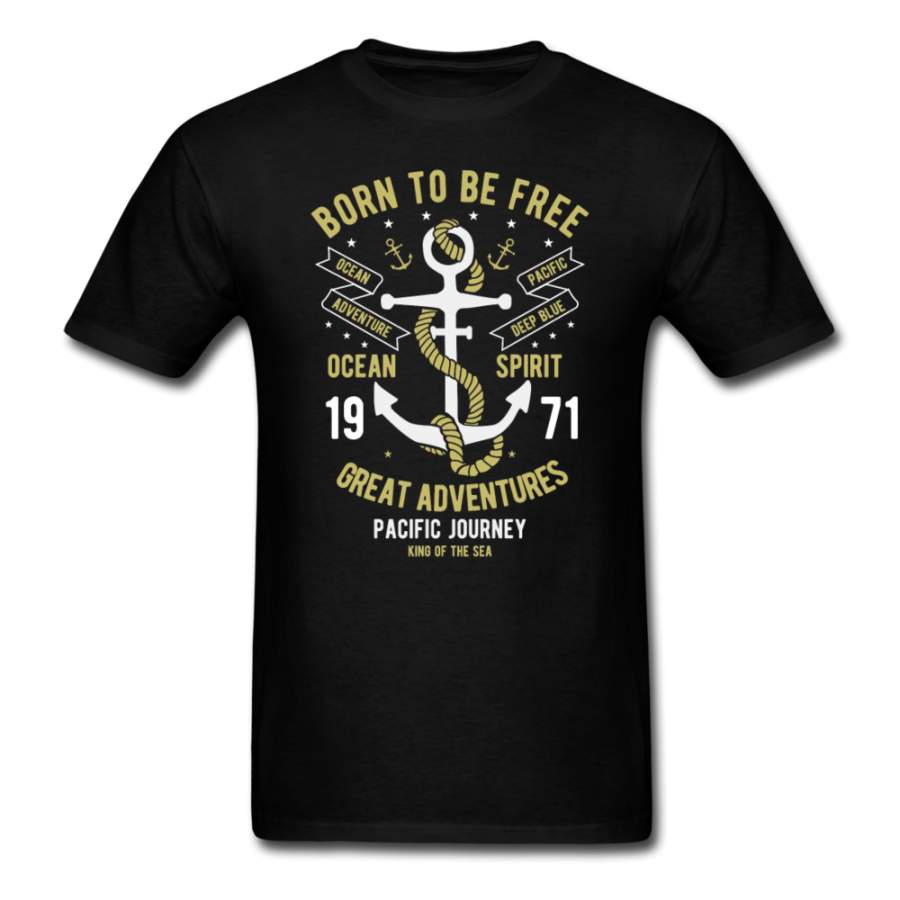 Anchor Pacific Journey Ocean Spirit King of the Sea Men Black White Shirt S-6XL