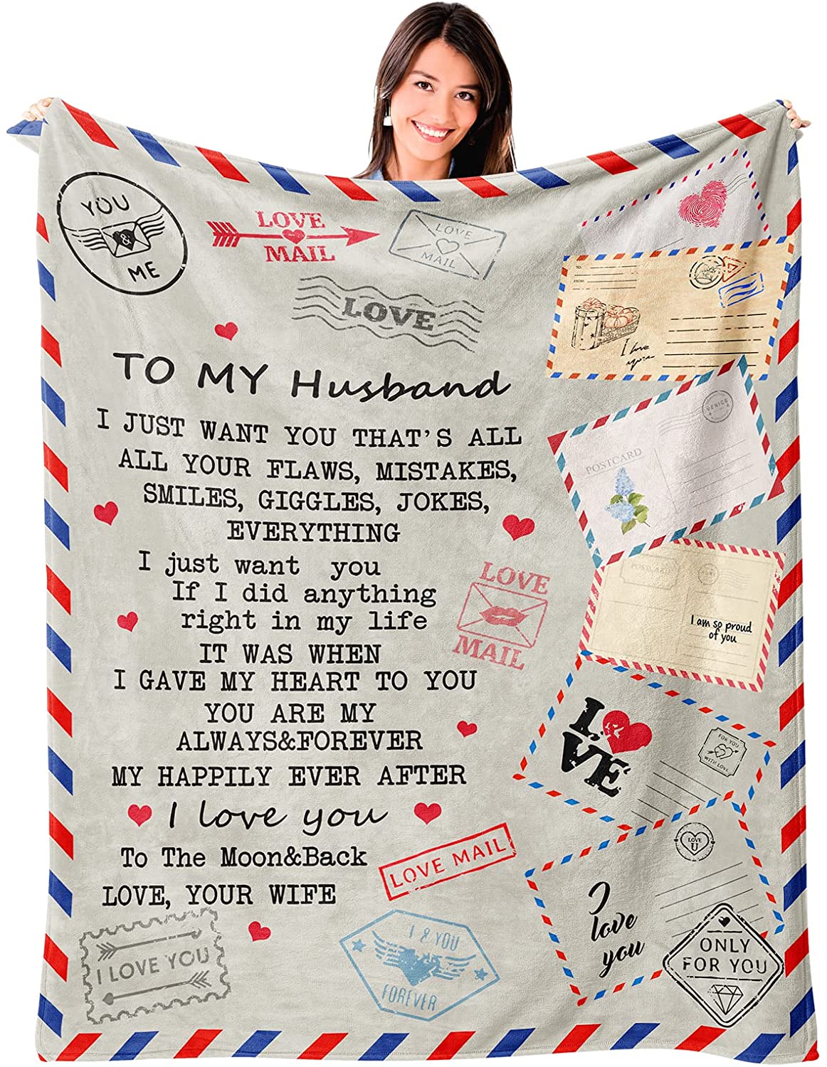 To My Husband Gifts From Wife, Gifts For Husband Him Birthday Anniversary Christmas Gifts Fleece Throw Blanket