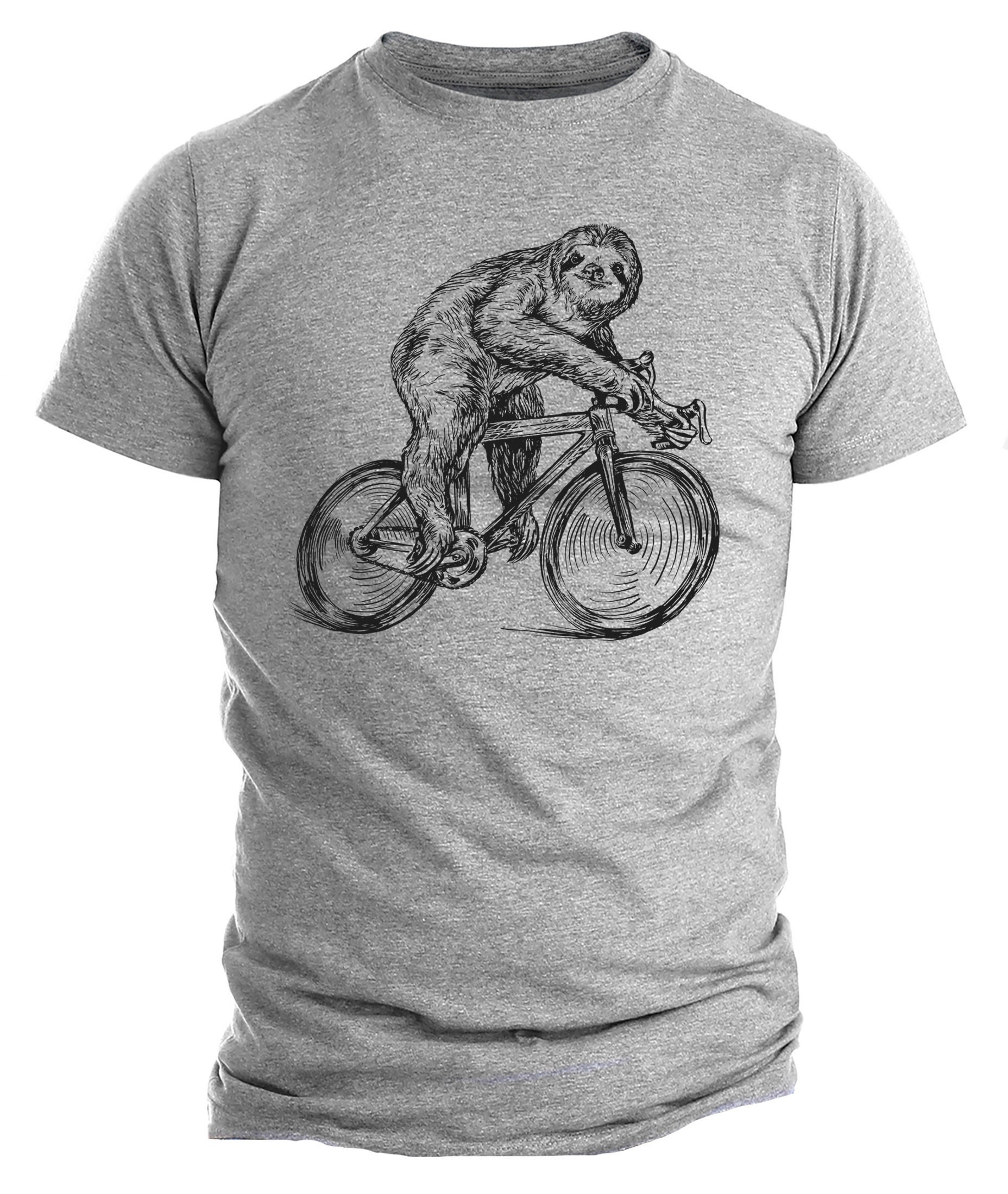 Graphic T shirt,  Sloth rides a bicycle, Funny Cycling T shirt, Sloth Shirts, Bike T-shirt, Humor T-shirt