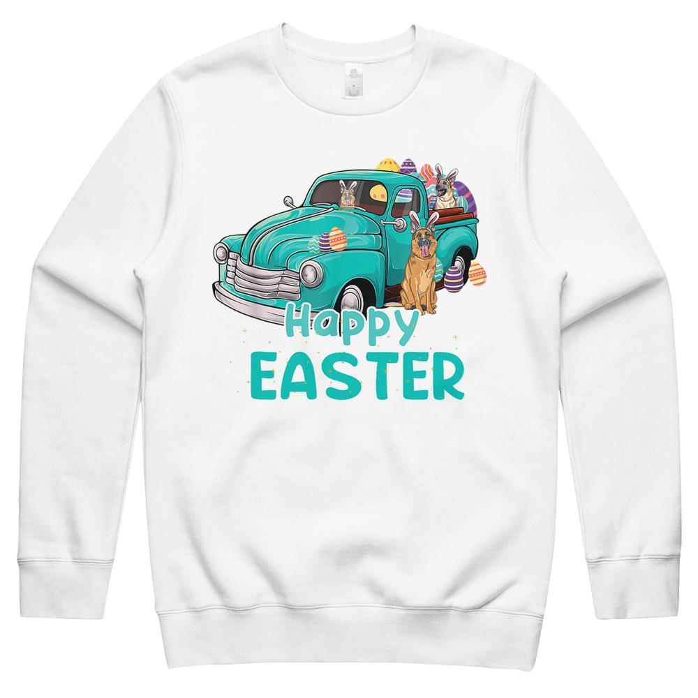 Bunny German Shepherd Happy Easter Day Truck Dog Crewneck Sweatshirt