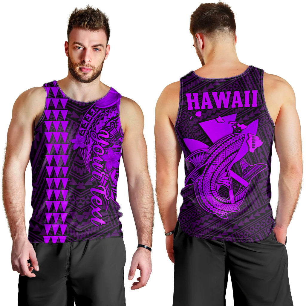 Custom Personalised Hawaii Men Tank Top Kakau Kanaka Maoli Combine Polynesian Shark Ver.05 Lt14