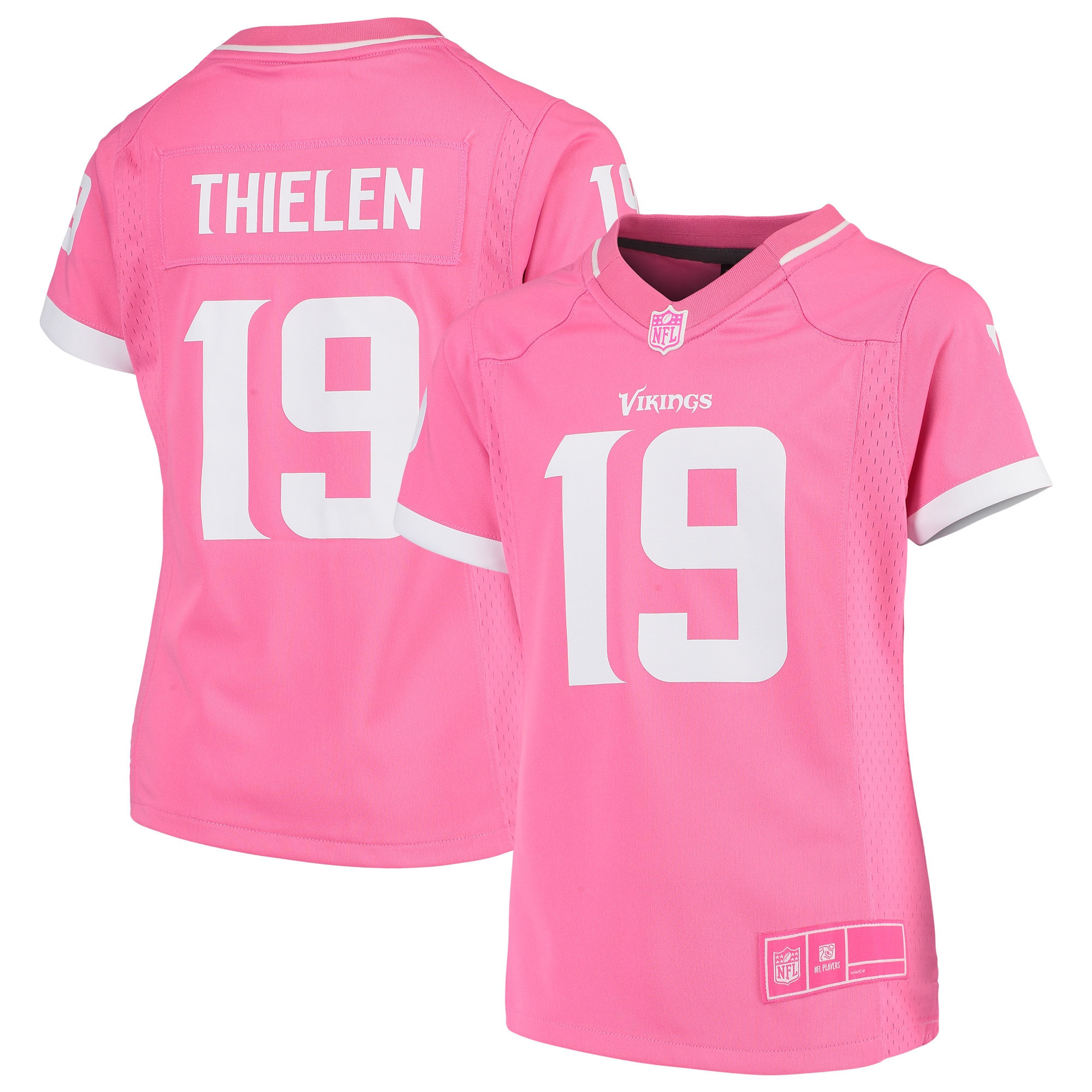 Adam Thielen Minnesota Vikings Girls Fashion Bubble Gum Jersey – Pink NFL