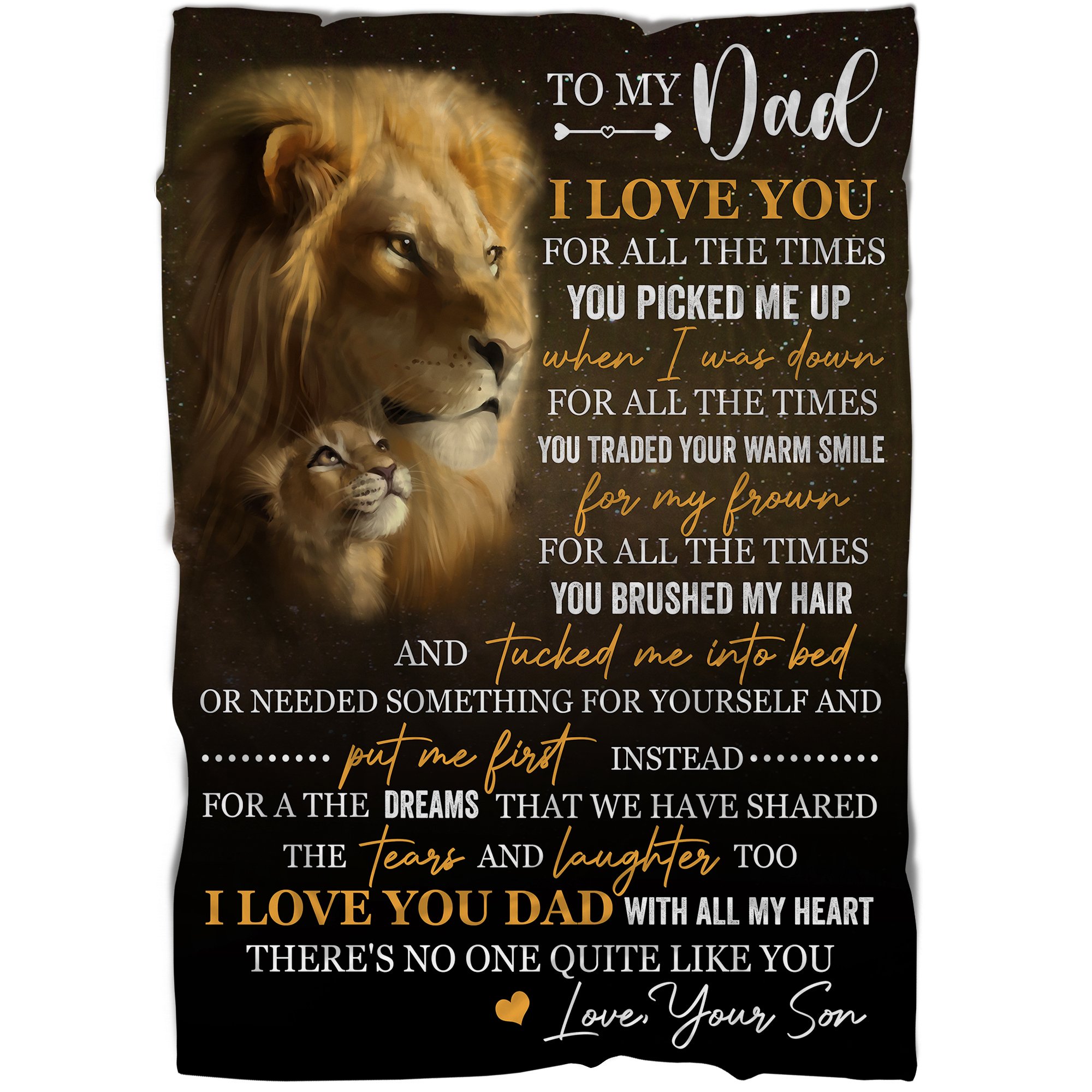 Thoughtful Son to Father Blanket | Meaningful Father’s Day Gift, Birthday, Christmas | To My Dad Lion Fleece Throw | N625 ChipteeAmz