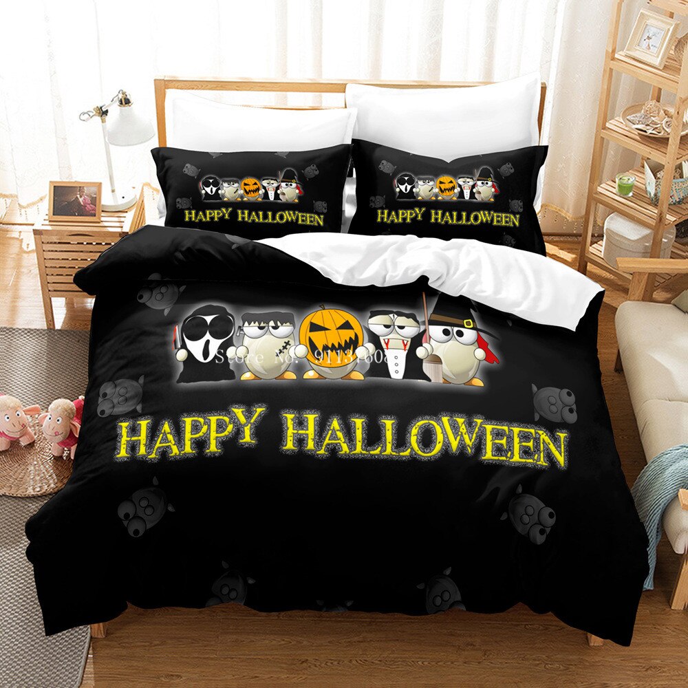 3D Cartoon Pumpkin Kids Bedding Set Halloween Dress Up Duvet Cover With Pillowcase Queen King Size Full Bedspread Home Decor