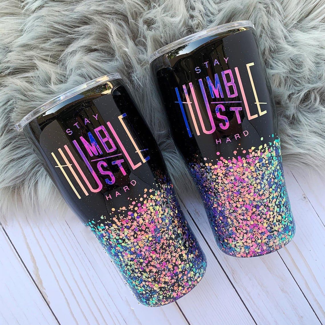 Stay Humble Hustle Hard Leopard Tumbler KH110735