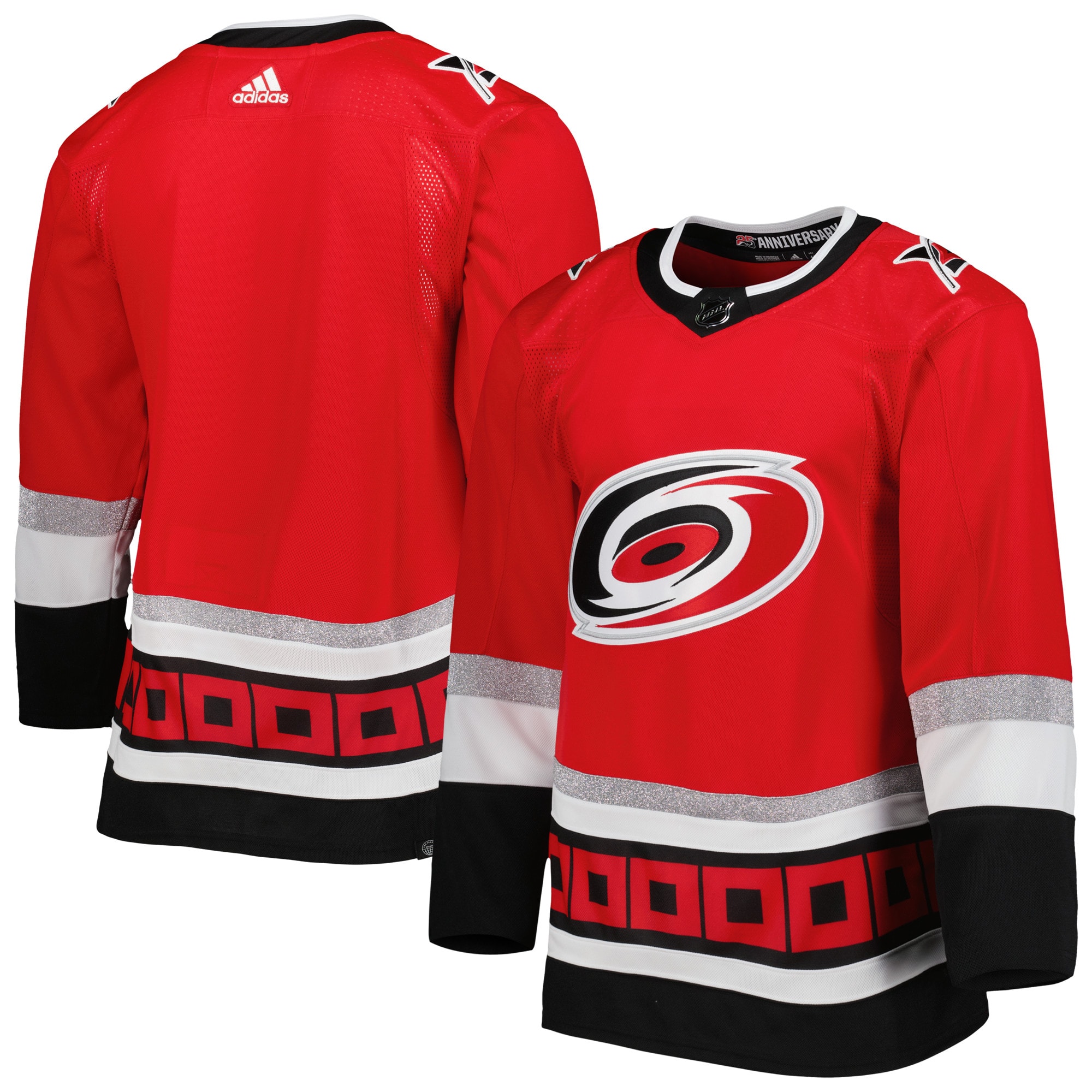 Men's Carolina Hurricanes adidas Red 2022-23 25th Anniversary Primegreen Authentic Jersey