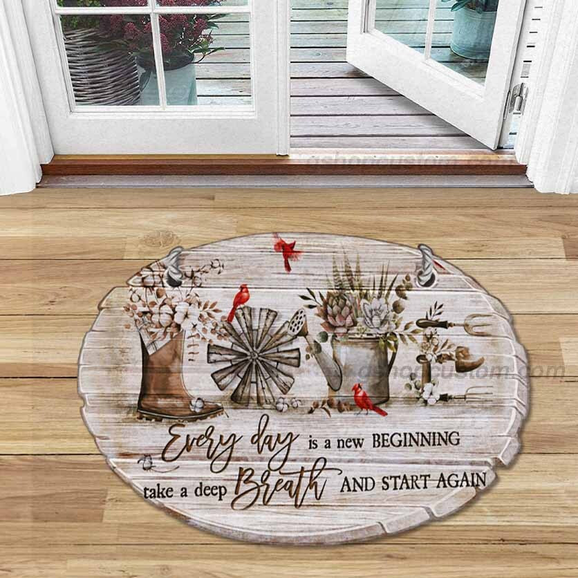 Garden Cactus Farm Doormat – Everyday Is A New Beginning Take A Deep Breath And Start Again Vintage Rug – Doormat Carpet – Sdm-A0039