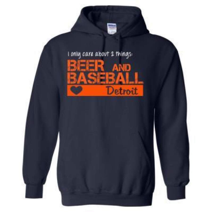 AGR Detroit Tigers I Only Care About 2 Things Beer And Baseball – Heavy Blend™ Hooded Sweatshirt