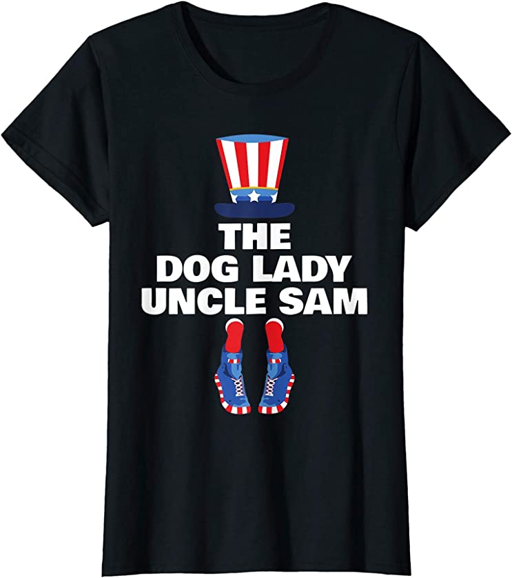 Dog Lady Puppy Uncle Sam Costume Pajama Group July 4th T-Shirt