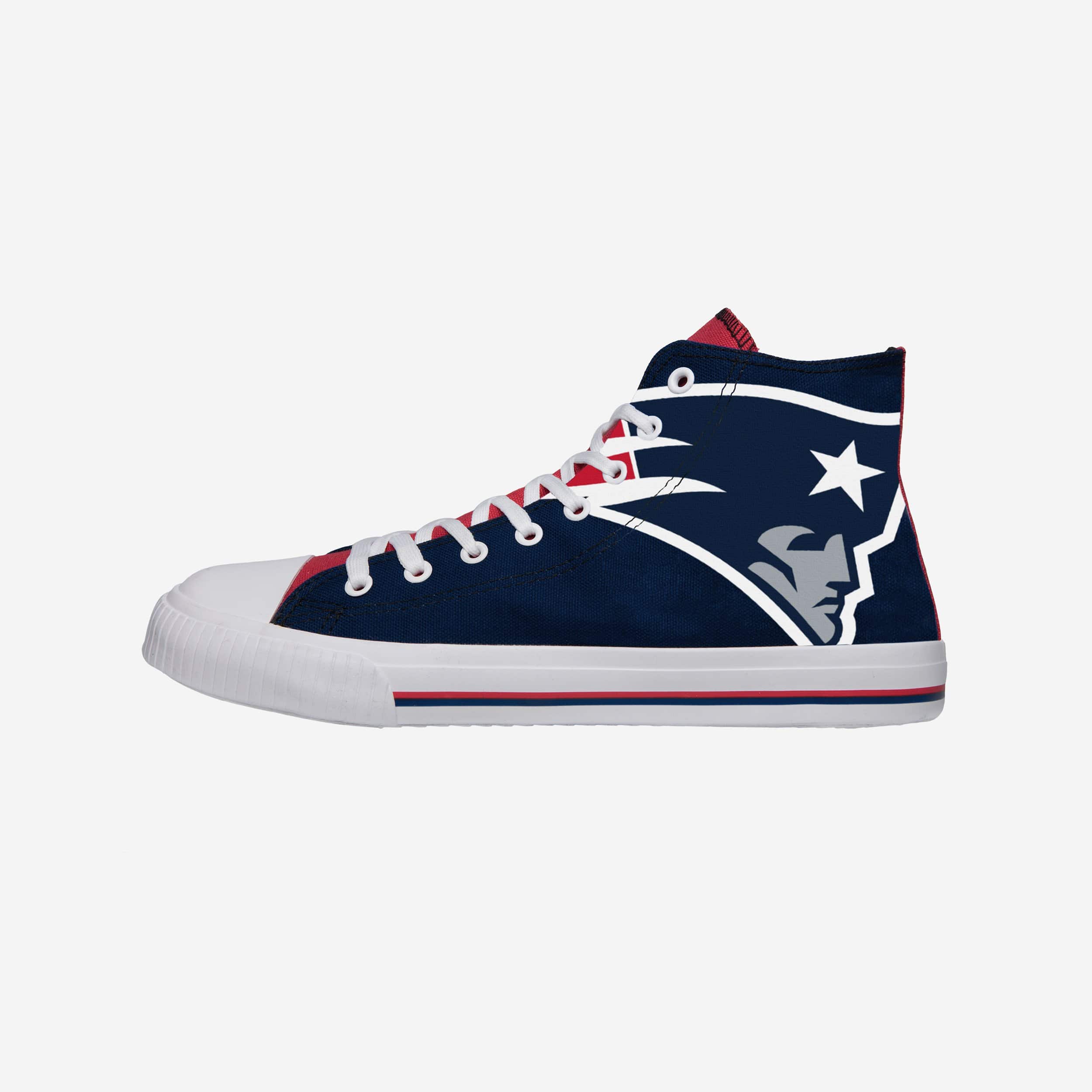 New England Patriots Mens High Top Big Logo Canvas Shoe