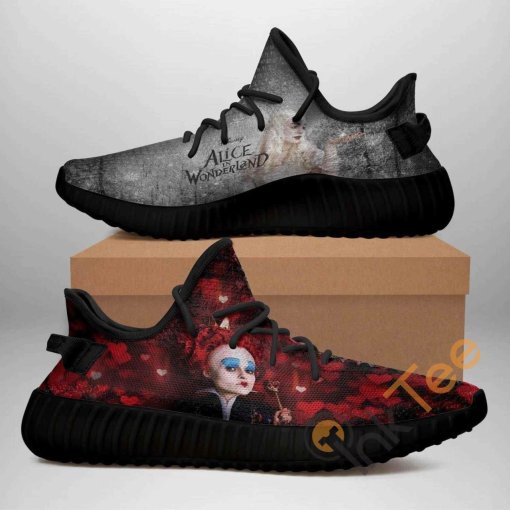 Alice In Wonderland Black Edition Custom Shoes Personalized Name Yeezy Sneakers