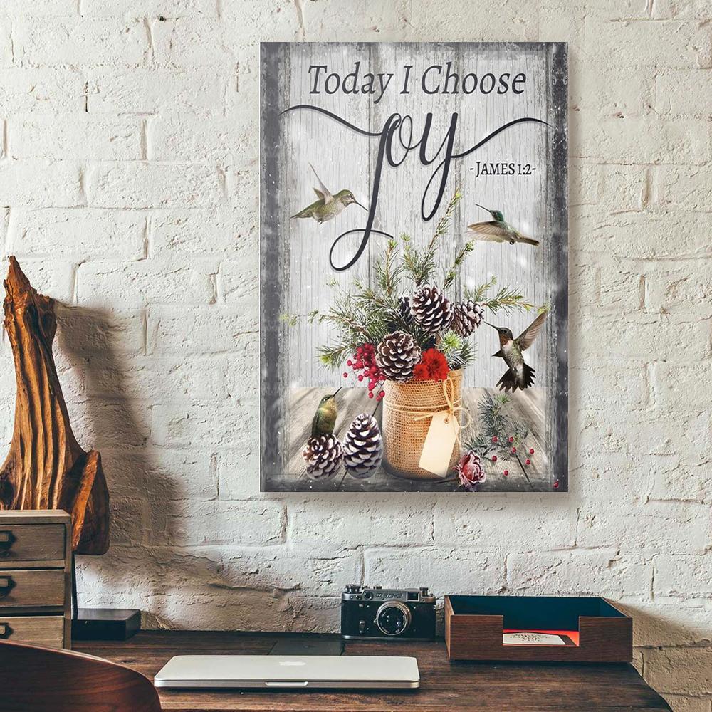 Canvas Prints Today I Choose Joy Christmas Pineal Hummingbird Canvas Wall Art Home Decoration