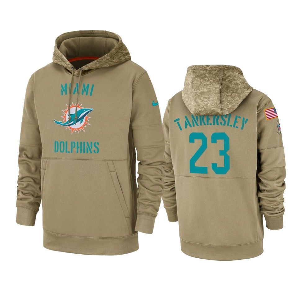 Dolphins Cordrea Tankersley 2019 Salute To Service Tan Sideline Therma Hoodie