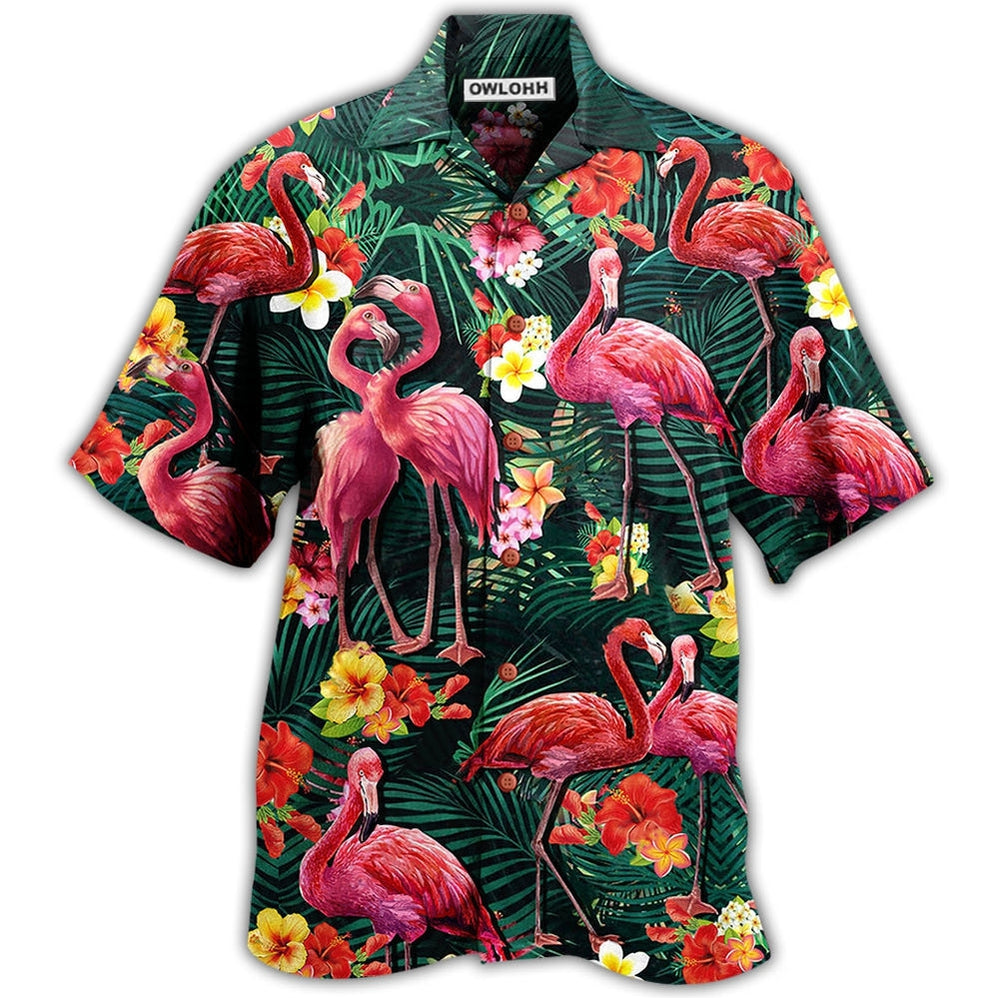 Flamingo Couple Love Flowers Hawaii Shirt Ha69207