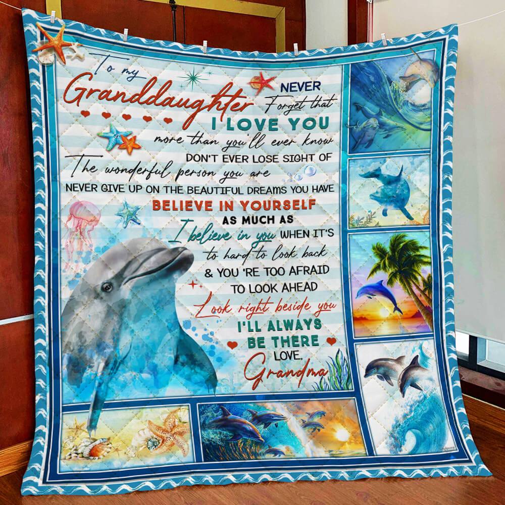 Grandma To Granddaughter, Dolphin Quilt Blanket