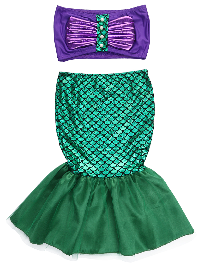 the little mer maid tail princess ariel dress cosplay costume kids for girl fancy green dress alx