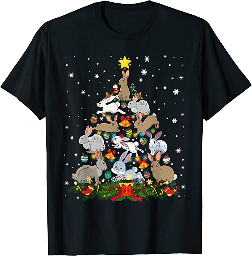 Christmas Bunny Tree Funny Rabbit Lover Xmas Decoration Gift T-Shirt